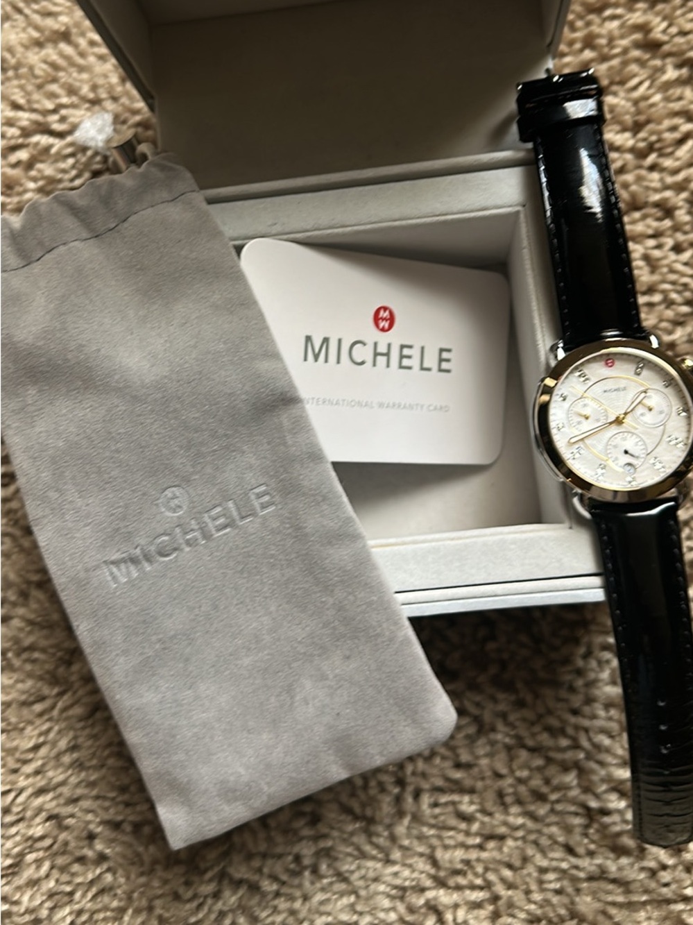 ✨Michele✨ Gold Tone Watch w/ DIAMOND Dial - Picture 11 of 15